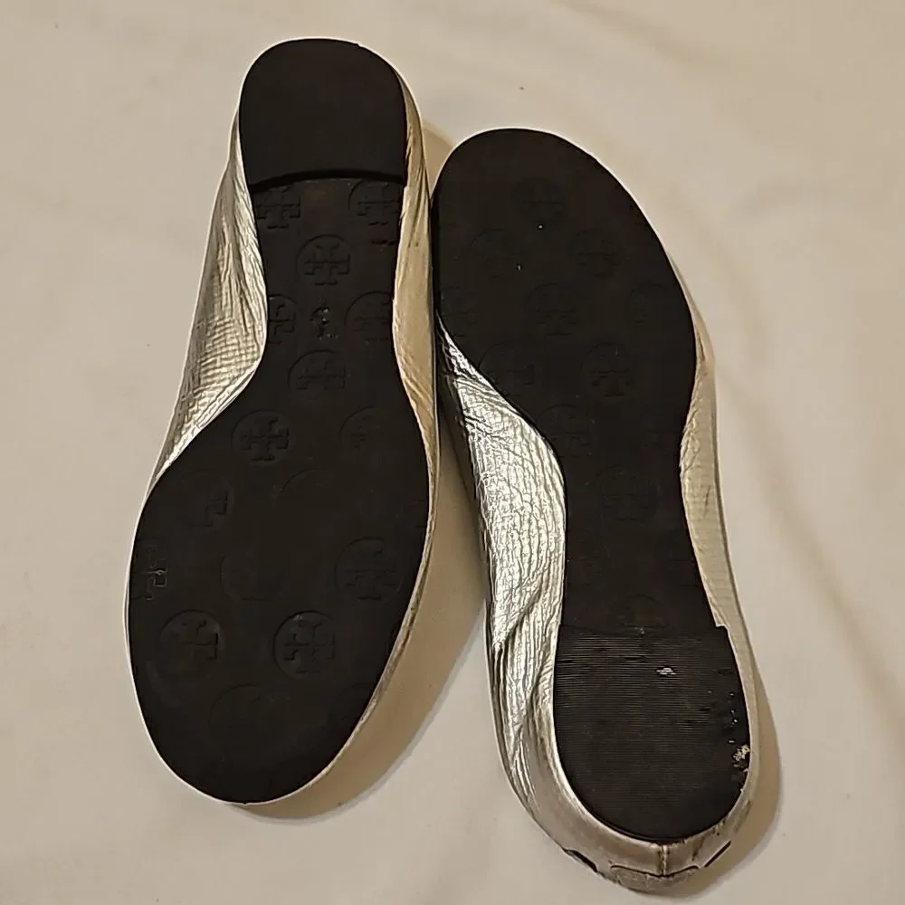 Tory Burch Silver Ballet Flats size 7